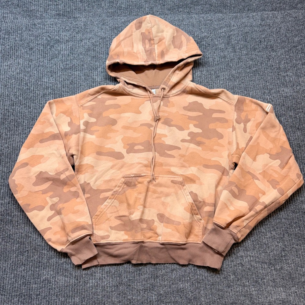Fabletics Camo Cropped Hoodie S Tan Brown Fleece Athleisure Streetwear Cozy